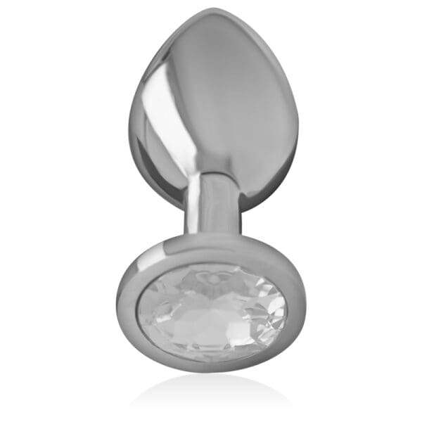 INTENSE - ALUMINUM METAL ANAL PLUG WITH SILVER CRYSTAL SIZE L 3